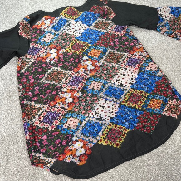 Johnny Was XS Floral Patchwork Blouse Button Down‎ Bohemian Tunic Top Western - Picture 8 of 13
